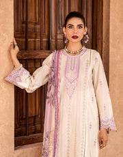 Shazme Kamari Luxury Lawn Unstitched 3Pc Suit SH-04 Ourika White
