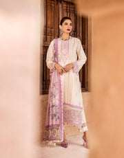 Shazme Kamari Luxury Lawn Unstitched 3Pc Suit SH-04 Ourika White