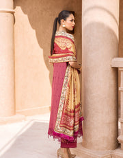 Shazme Kamari Luxury Lawn Unstitched 3Pc Suit SH-05 Crimson Candy