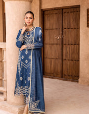 Shazme Kamari Luxury Lawn Unstitched 3Pc Suit SH-06 Royal Orchid