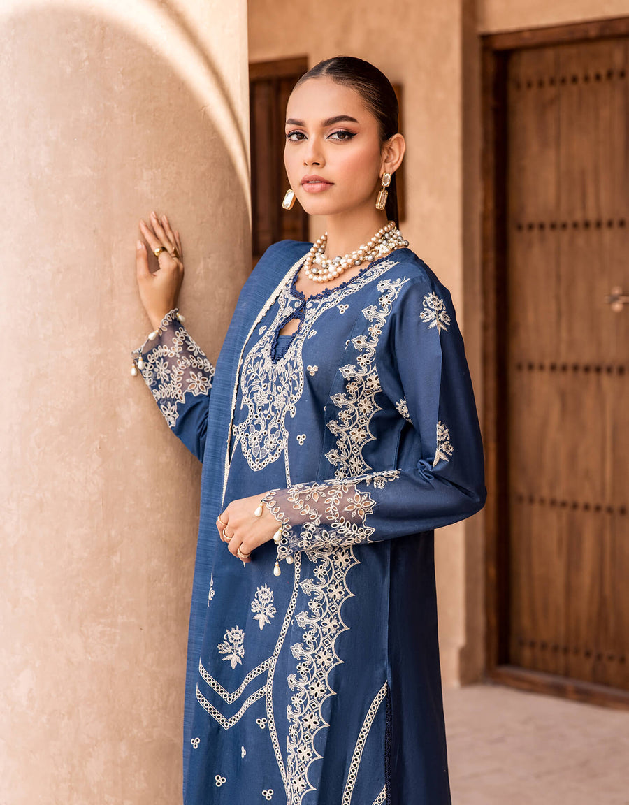 Shazme Kamari Luxury Lawn Unstitched 3Pc Suit SH-06 Royal Orchid