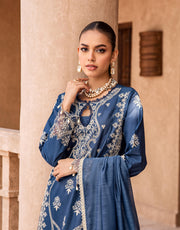 Shazme Kamari Luxury Lawn Unstitched 3Pc Suit SH-06 Royal Orchid