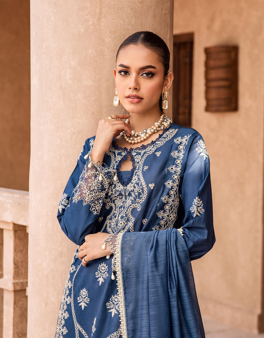 Shazme Kamari Luxury Lawn Unstitched 3Pc Suit SH-06 Royal Orchid