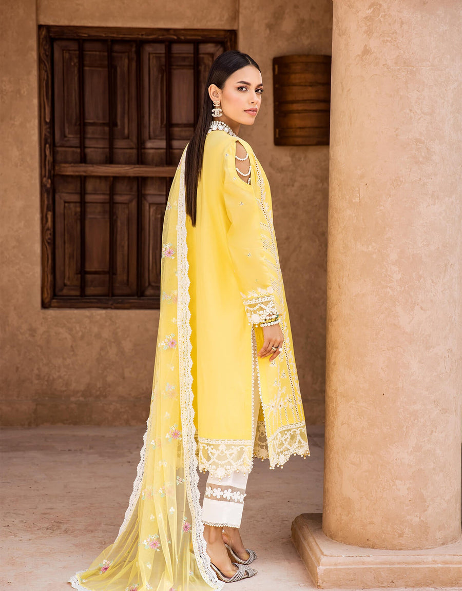 Shazme Kamari Luxury Lawn Unstitched 3Pc Suit SH-07 Sunshine