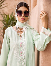 Shazme Kamari Luxury Lawn Unstitched 3Pc Suit SH-08 Aquamarine
