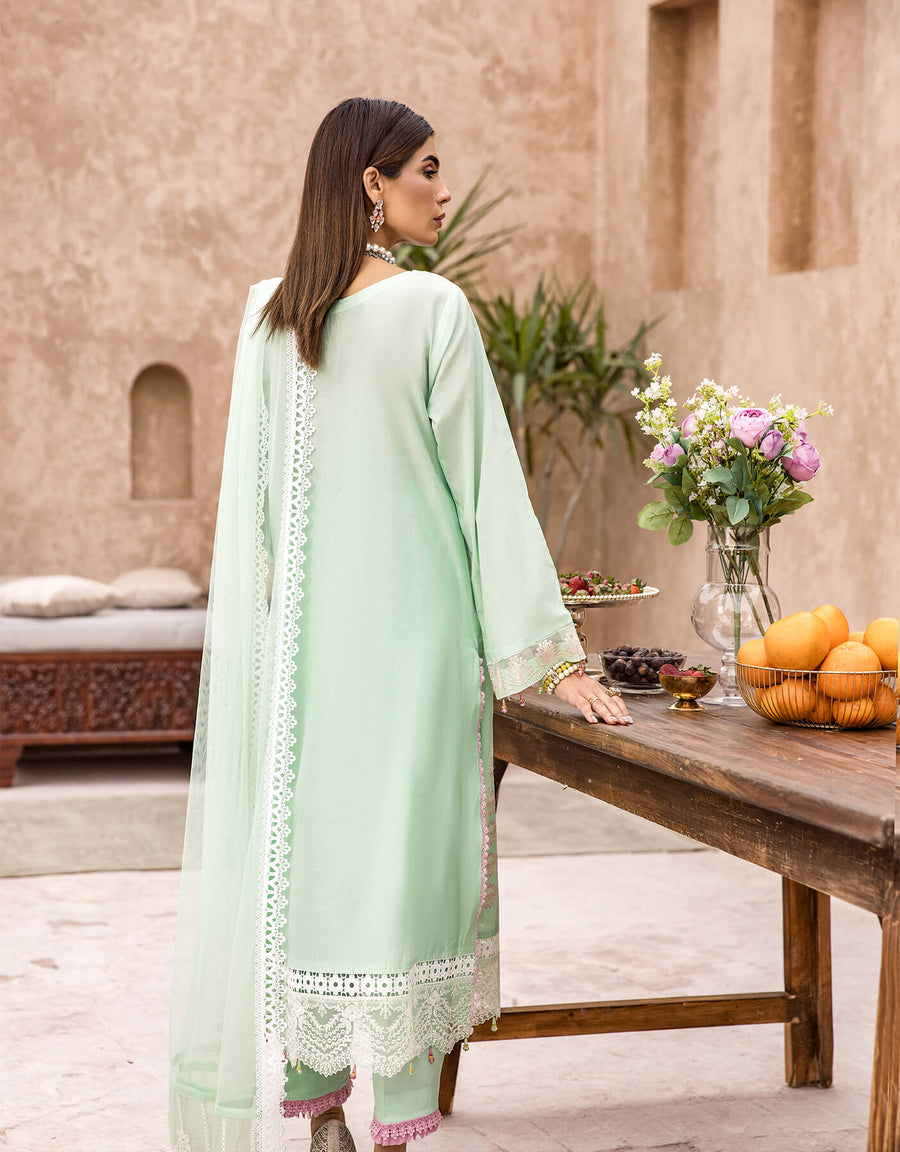 Shazme Kamari Luxury Lawn Unstitched 3Pc Suit SH-08 Aquamarine
