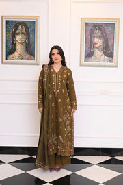 Faiza Faisal Afsana Embroidered Khaddar Unstitched 3Pc Suit - SHAB