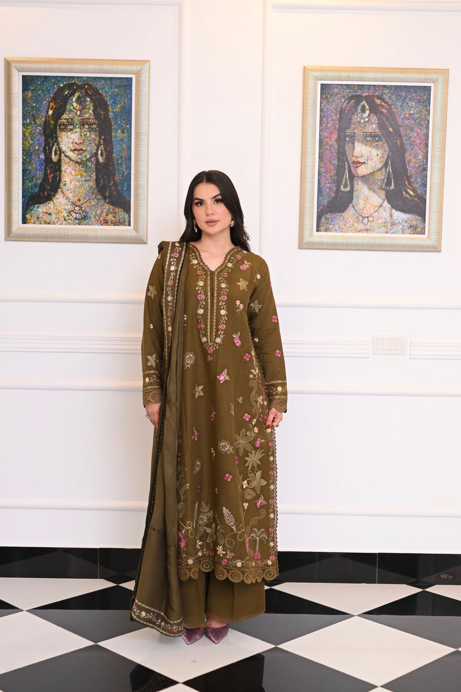 Faiza Faisal Afsana Embroidered Khaddar Unstitched 3Pc Suit - SHAB