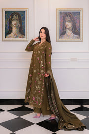 Faiza Faisal Afsana Embroidered Khaddar Unstitched 3Pc Suit - SHAB