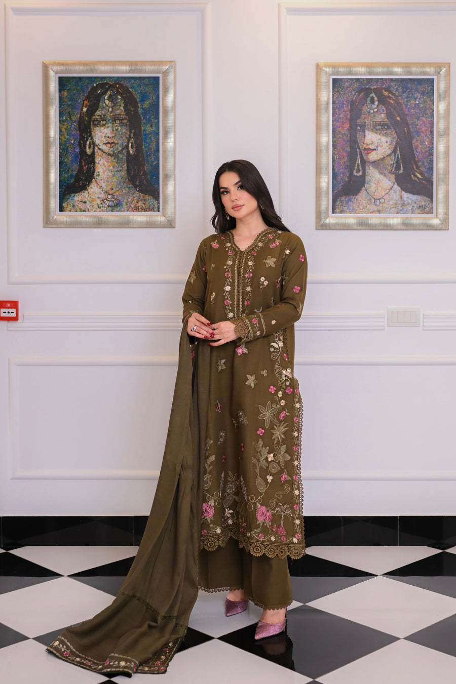 Faiza Faisal Afsana Embroidered Khaddar Unstitched 3Pc Suit - SHAB