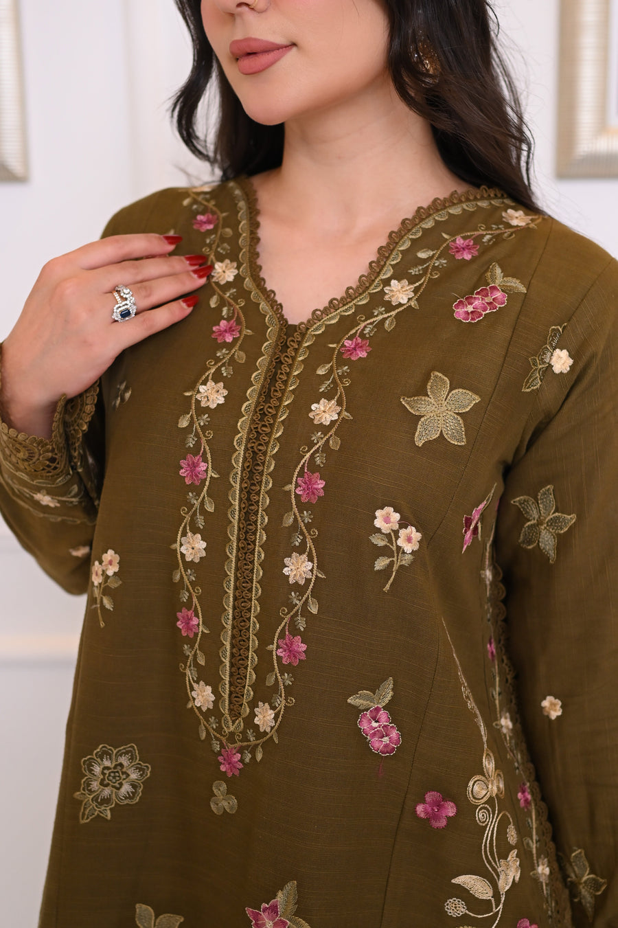 Faiza Faisal Afsana Embroidered Khaddar Unstitched 3Pc Suit - SHAB