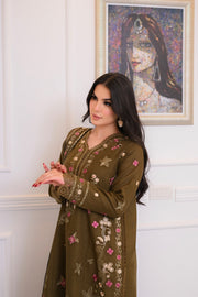 Faiza Faisal Afsana Embroidered Khaddar Unstitched 3Pc Suit - SHAB
