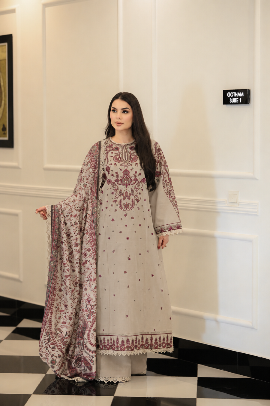 Faiza Faisal Afsana Embroidered Khaddar Unstitched 3Pc Suit - SHAHANA