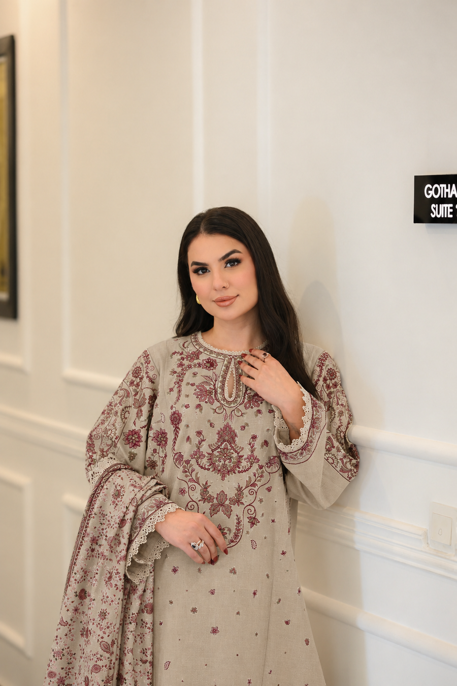 Faiza Faisal Afsana Embroidered Khaddar Unstitched 3Pc Suit - SHAHANA