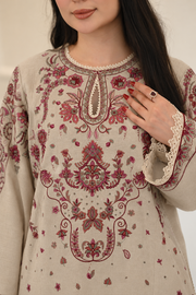 Faiza Faisal Afsana Embroidered Khaddar Unstitched 3Pc Suit - SHAHANA