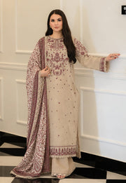 Faiza Faisal Afsana Embroidered Khaddar Unstitched 3Pc Suit - SHAHANA