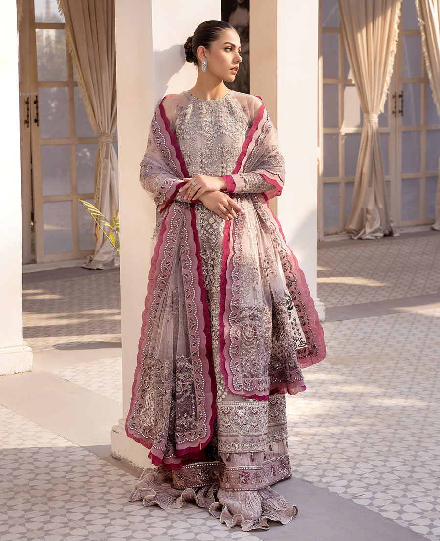 Xenia Formals Unstitched Luxury Embroidered Net 3Pc Suit - SHAIFALI