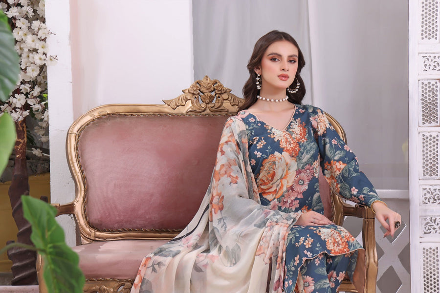 Feathers Premium Printed Lawn Unstitched 3Pc Suit SHAMS-U-NISA-FT203