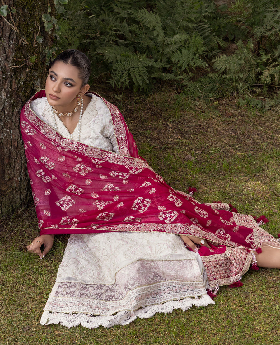 Zahra by Xenia Formals Embroidered Chiffon Unstitched 3Pc Suit D-01 SHAQRAA