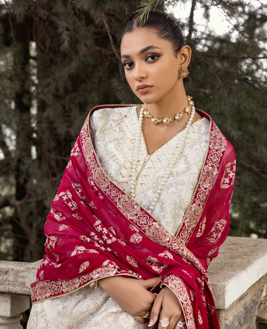 Zahra by Xenia Formals Embroidered Chiffon Unstitched 3Pc Suit D-01 SHAQRAA