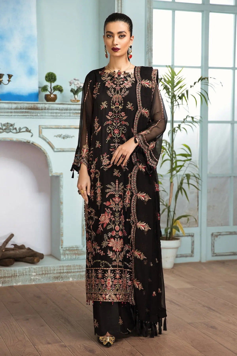 Alizeh Fashion Mah-e-Ru Unstitched Formal 3PC Suit D-02 Shaysar