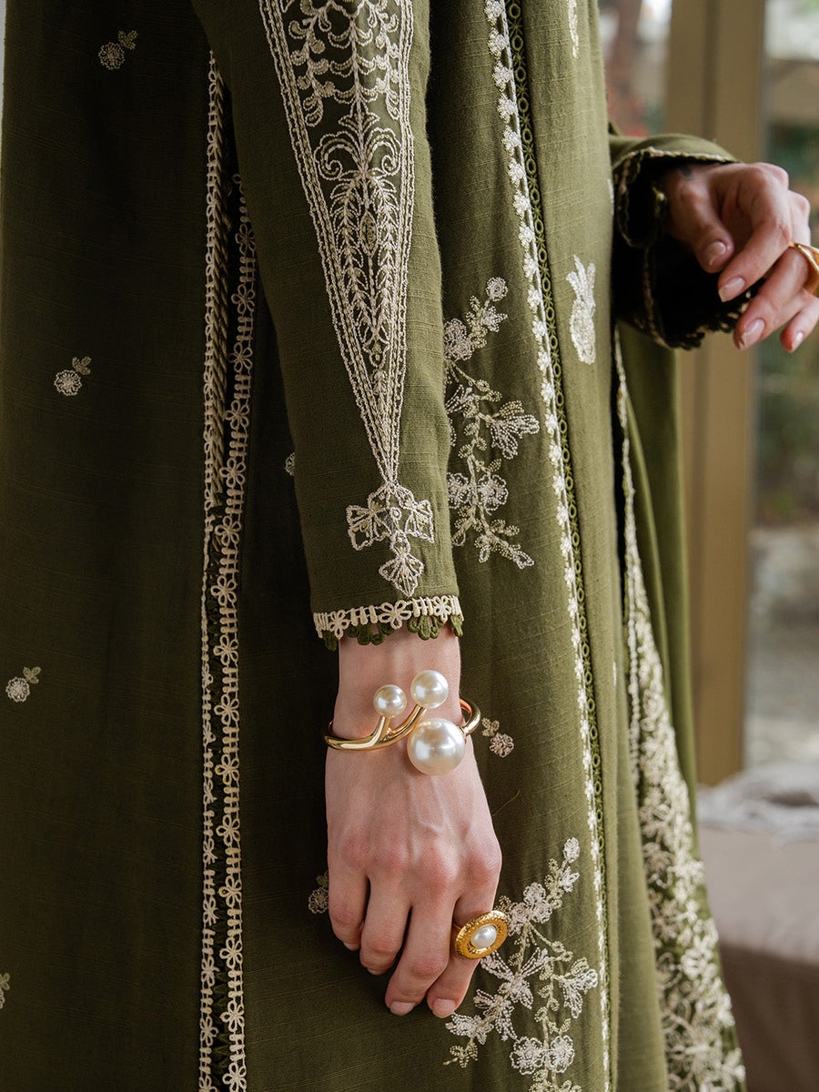 Faiza Faisal Dastaan Embroidered Khaddar Unstitched 3Pc Suit - SIENNA
