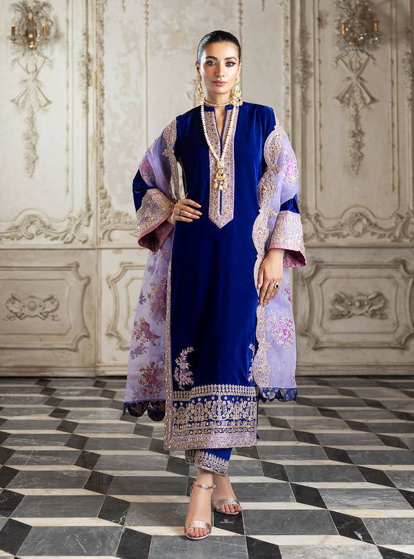 Zainab Chottani Embroidered Velvet Unstitched 3Pc Suit D-02 SIFRA