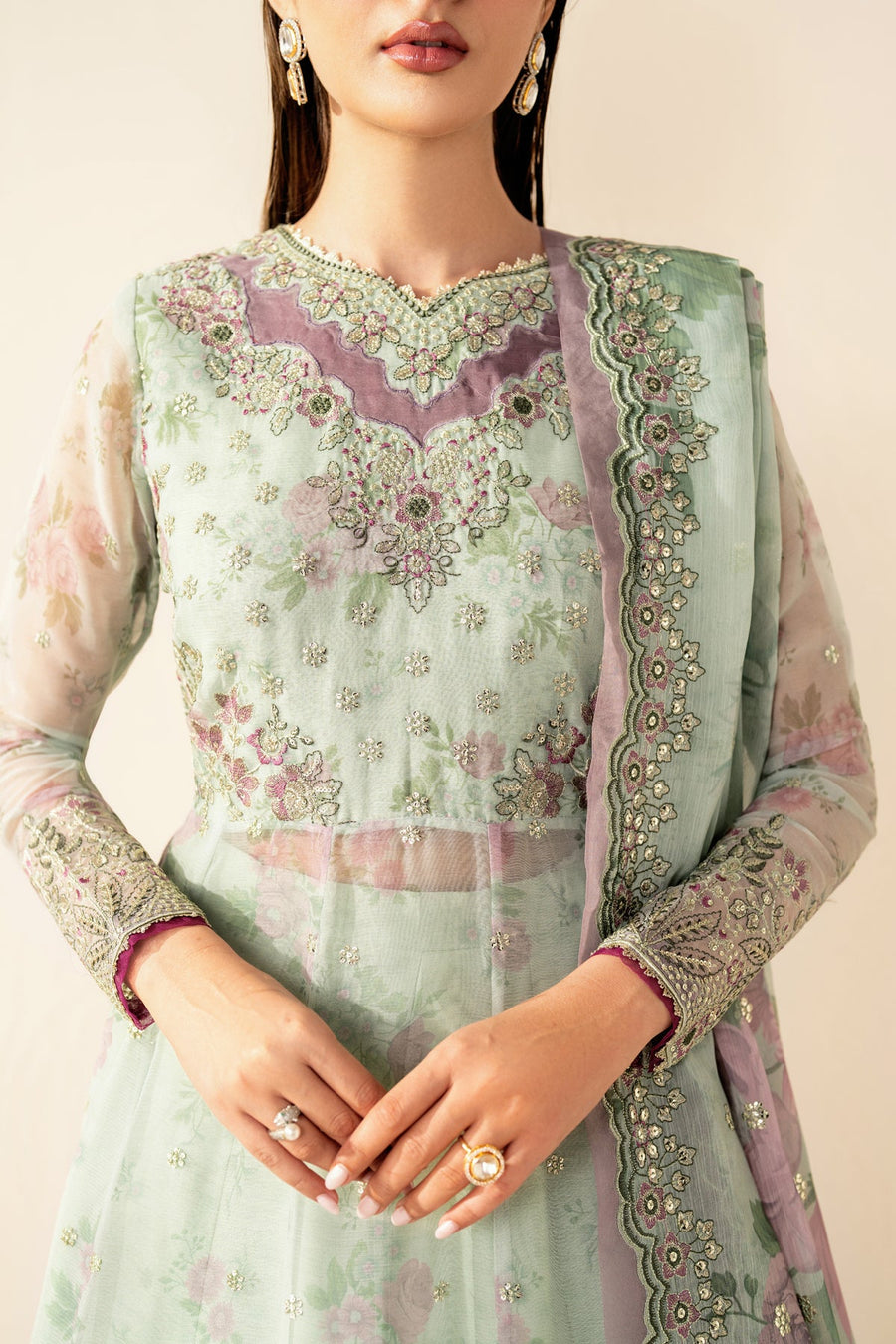 Xenia Formals Embroidered Chiffon Unstitched 3Pc Suit XF-1020 SIVE