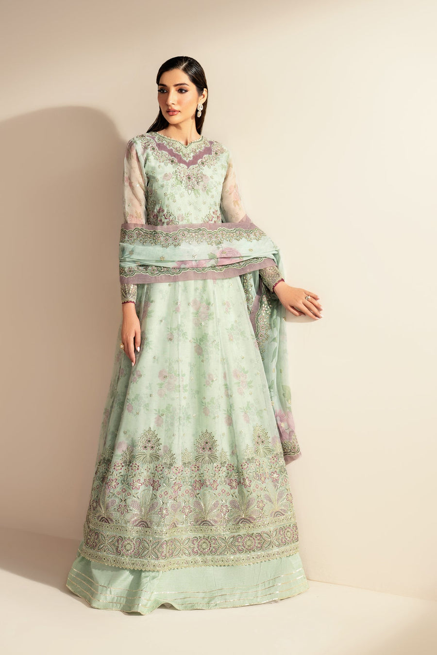 Xenia Formals Embroidered Chiffon Unstitched 3Pc Suit XF-1020 SIVE