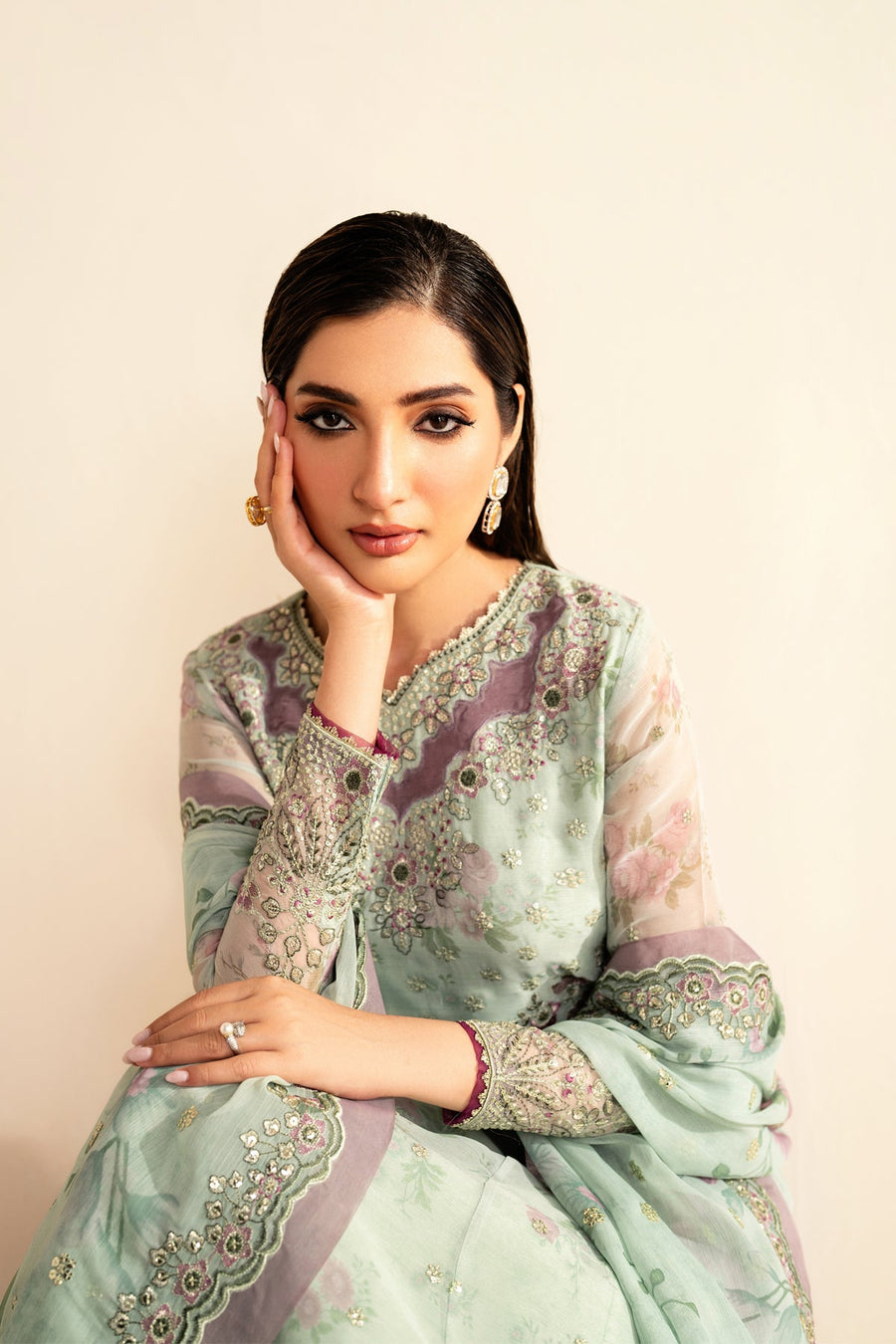 Xenia Formals Embroidered Chiffon Unstitched 3Pc Suit XF-1020 SIVE