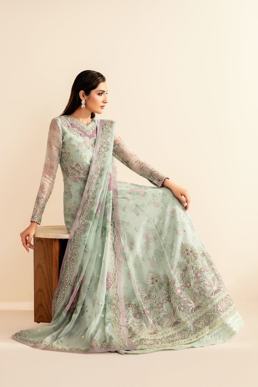 Xenia Formals Embroidered Chiffon Unstitched 3Pc Suit XF-1020 SIVE