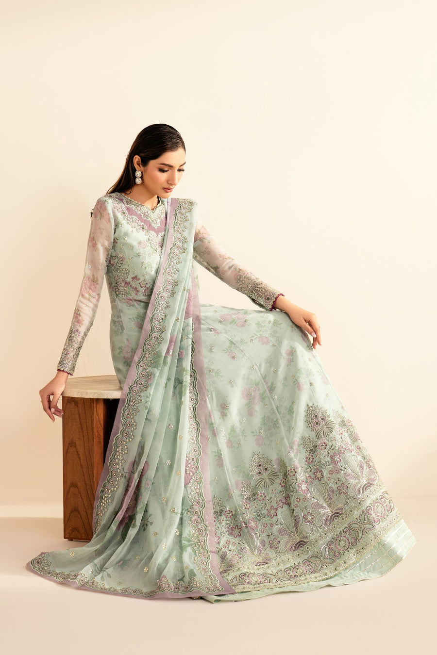 Xenia Formals Embroidered Chiffon Unstitched 3Pc Suit XF-1020 SIVE