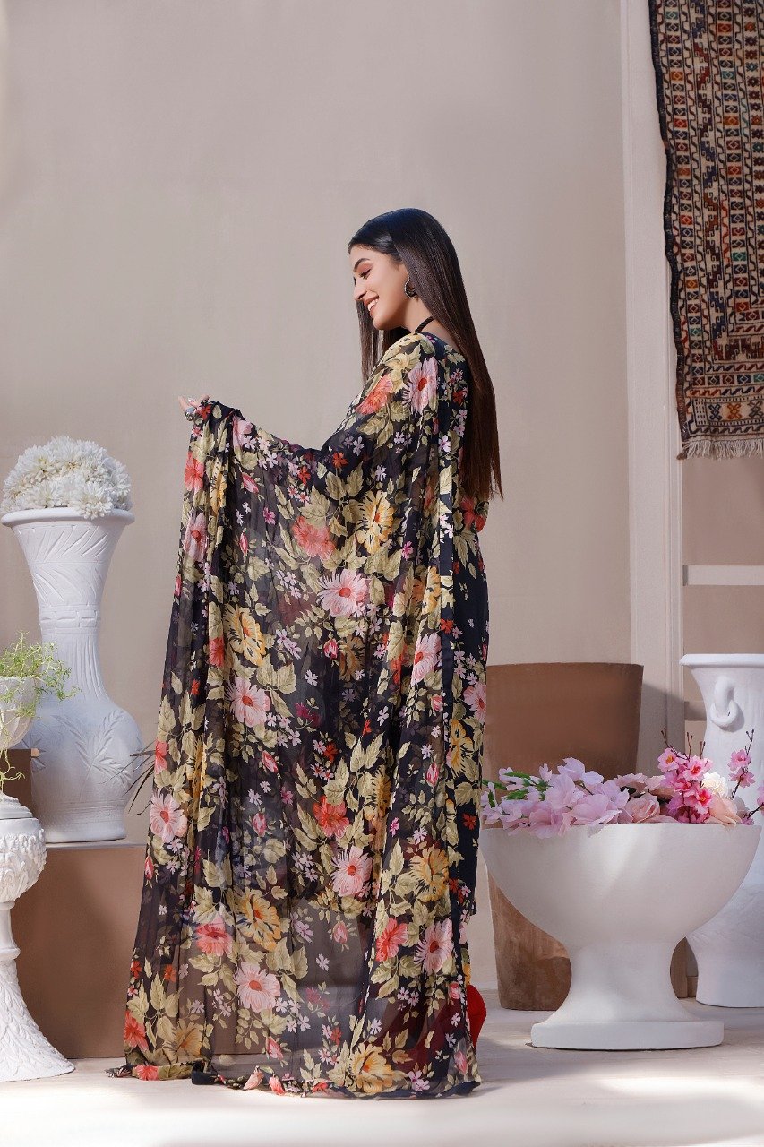 Feathers Premium Printed Lawn Unstitched 3Pc Suit SIYAAH MIST-NJL017