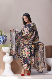 Feathers Premium Printed Lawn Unstitched 3Pc Suit SIYAAH MIST-NJL017