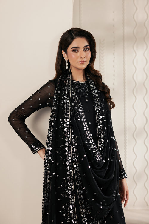 Zarif Bayaan Embroidered Luxury Chiffon Unstitched 3Pc Suit - SIYARA