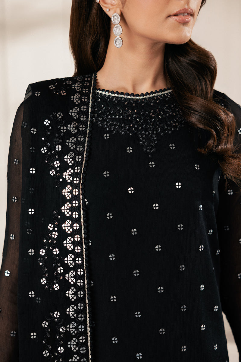 Zarif Bayaan Embroidered Luxury Chiffon Unstitched 3Pc Suit - SIYARA