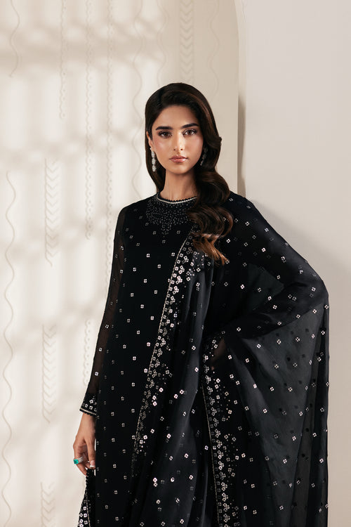 Zarif Bayaan Embroidered Luxury Chiffon Unstitched 3Pc Suit - SIYARA