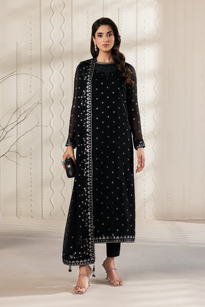 Zarif Bayaan Embroidered Luxury Chiffon Unstitched 3Pc Suit - SIYARA