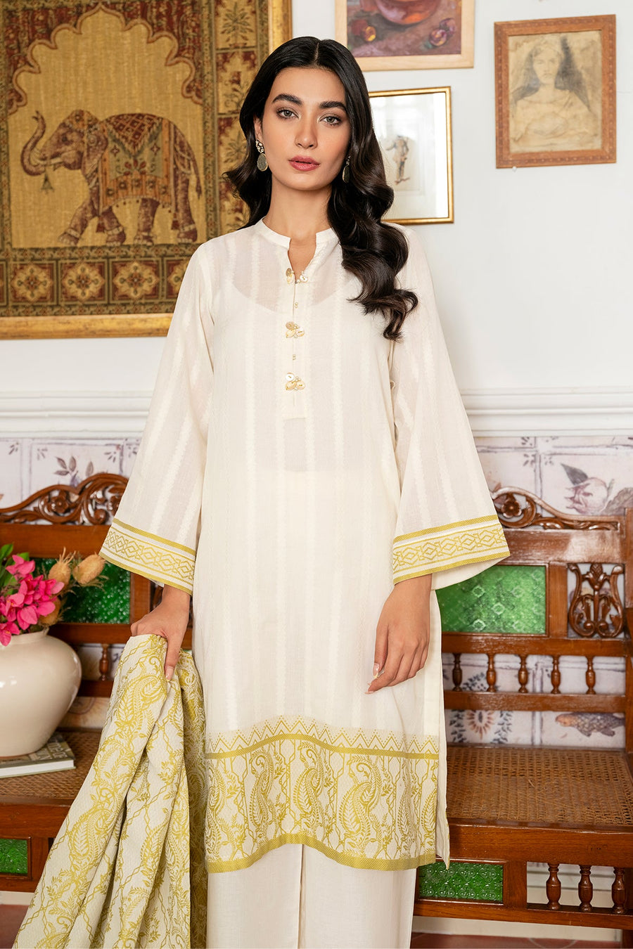 SAHAR Premium Jacquard Lawn Unstitched 3 Piece Suit SJ-RJ-01