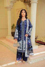 Sahfa Dhoop Kinara Printed Khaddar Unstitched 3Pc Suit SK-05 Neelgoon