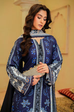 Sahfa Dhoop Kinara Printed Khaddar Unstitched 3Pc Suit SK-05 Neelgoon