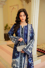 Sahfa Dhoop Kinara Printed Khaddar Unstitched 3Pc Suit SK-05 Neelgoon
