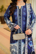 Sahfa Dhoop Kinara Printed Khaddar Unstitched 3Pc Suit SK-05 Neelgoon