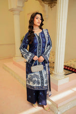 Sahfa Dhoop Kinara Printed Khaddar Unstitched 3Pc Suit SK-05 Neelgoon