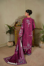 Sahfa Dhoop Kinara Printed Khaddar Unstitched 3Pc Suit SK-07 Jamun