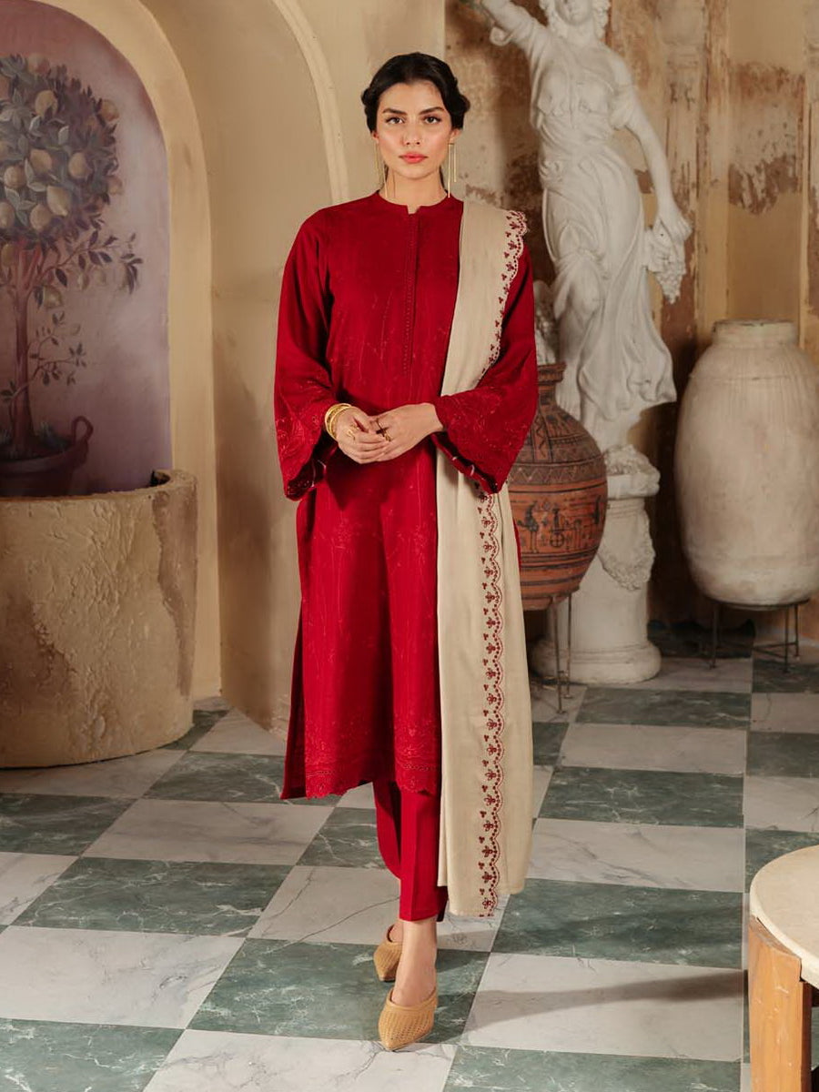 Sahar Fall Winter Unstitched Embroidered Khaddar 3Pc Suit SKWD-V2-23-01