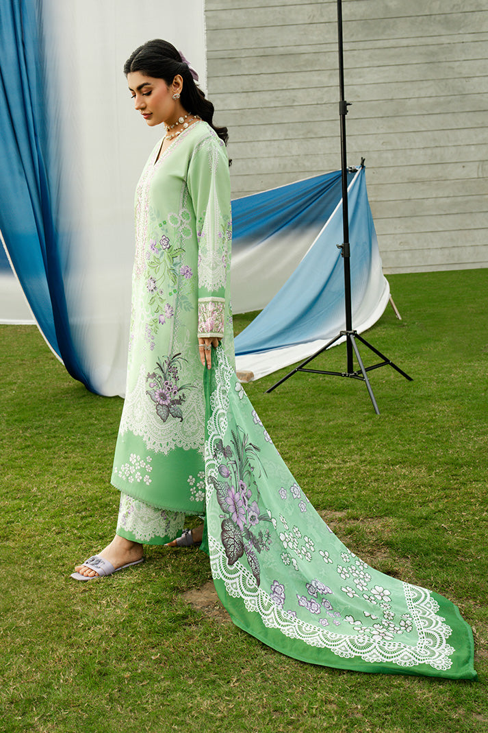 Serene Premium Dahlia Lawn Unstitched 3Pc Suit SL-117 Mint Blossom