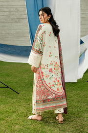 Serene Premium Dahlia Lawn Unstitched 3Pc Suit SL-118 Ivory Ember