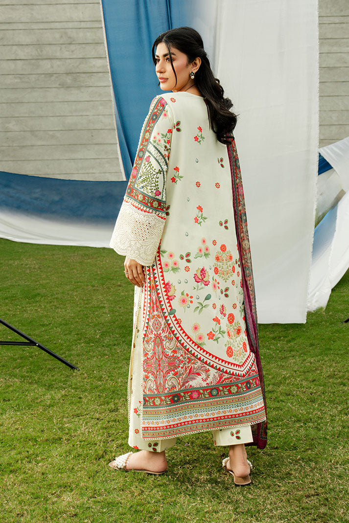 Serene Premium Dahlia Lawn Unstitched 3Pc Suit SL-118 Ivory Ember