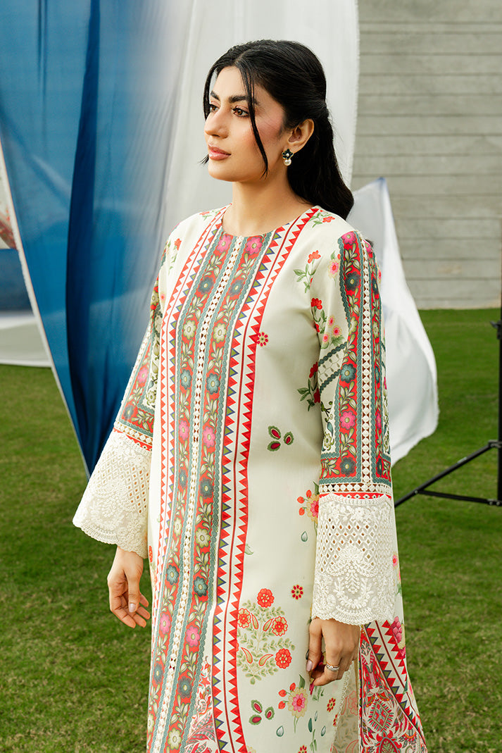 Serene Premium Dahlia Lawn Unstitched 3Pc Suit SL-118 Ivory Ember